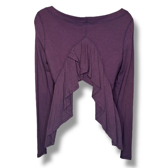Karma Athletics Purple Long Sleeve Top Layer Ruffle Back - Picture 2 of 4